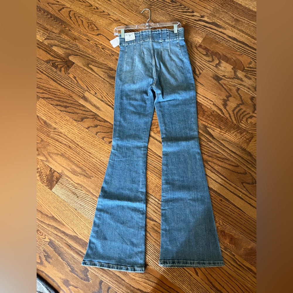 We the Free Jayde High Rise Flare Leg Denim Jeans Mermaid Blue NWT Free People - Picture 4 of 10